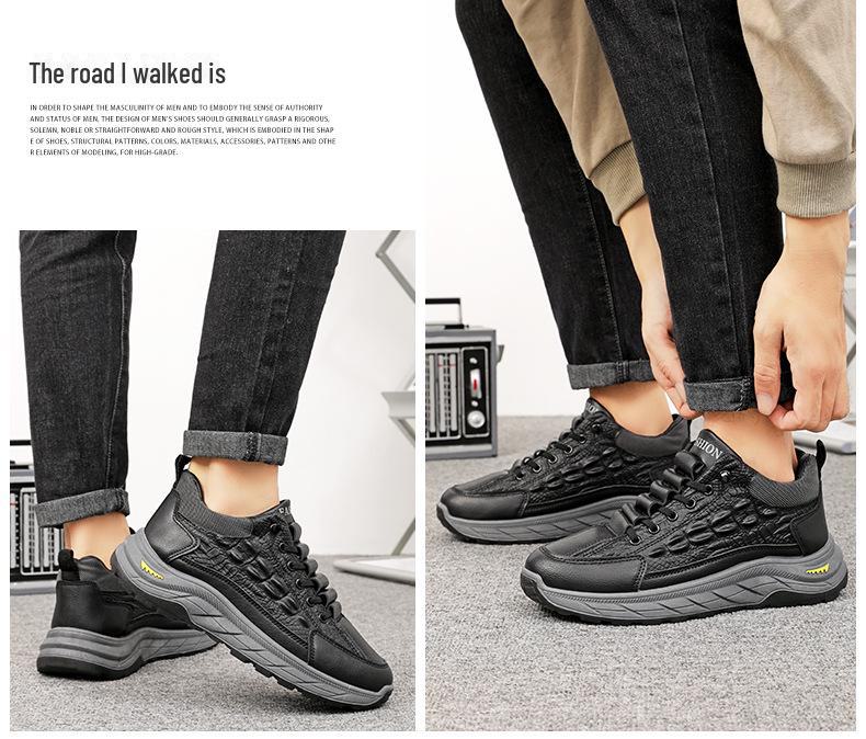 Men's Large Winter Cotton Crocodile Pattern Snow Boots with Velvet Lining