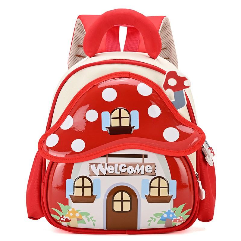 3D Molded Mushroom Cartoon Kids Backpack Toddlers 3-6 Years Old Lightweight School Bag With Padded Shoulder Straps
