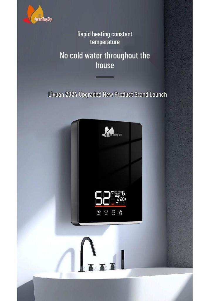 Vertical Electric Tankless Water Heater for Home, Shower, Small Bathroom, or Rural Rental Properties.