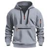 Men's Multi-Zip Pocket Hoodie, European Size, 220g Fabric, Autumn/Winter Style Sweatshirt