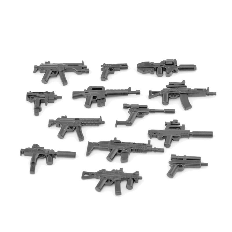 Military WWII Weapons Building Blocks Soldier Figure Toy Gatling M2 Heavy Machine Gun NSV M19 Box Rifle Bullet Chain Mortar K045