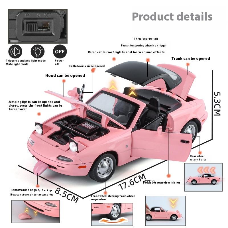 1/24 Scale Mazda MX-5 Alloy Car Model with Authentic Sound Effects, Perfect Display Piece for Car Enthusiasts and Collectors