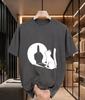 2026 New Cotton Tshirt Funny Cat Middle Finger Shadow Print Casual Fashion Short Sleeve Tee
