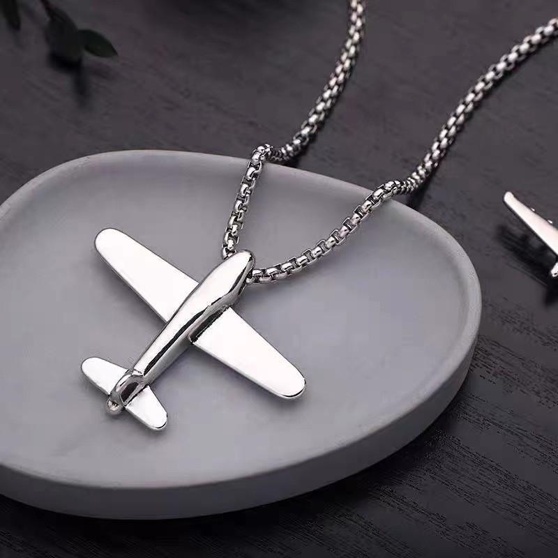 Unisex Airplane Hip Hop Pendant Necklace for Kids and Teens
