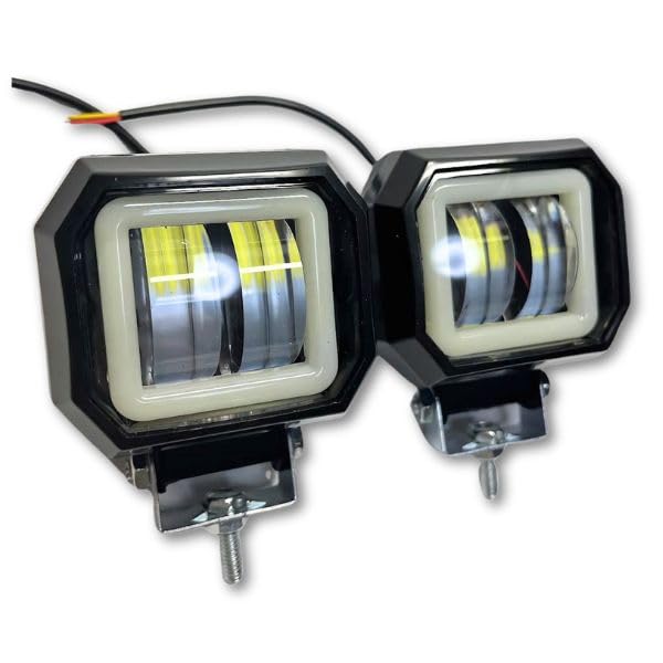 

JYFACTORY Universal LED Motorcycle Work Light, Daytime Running Light, Fog Light, and Squid Rings (2 Square)