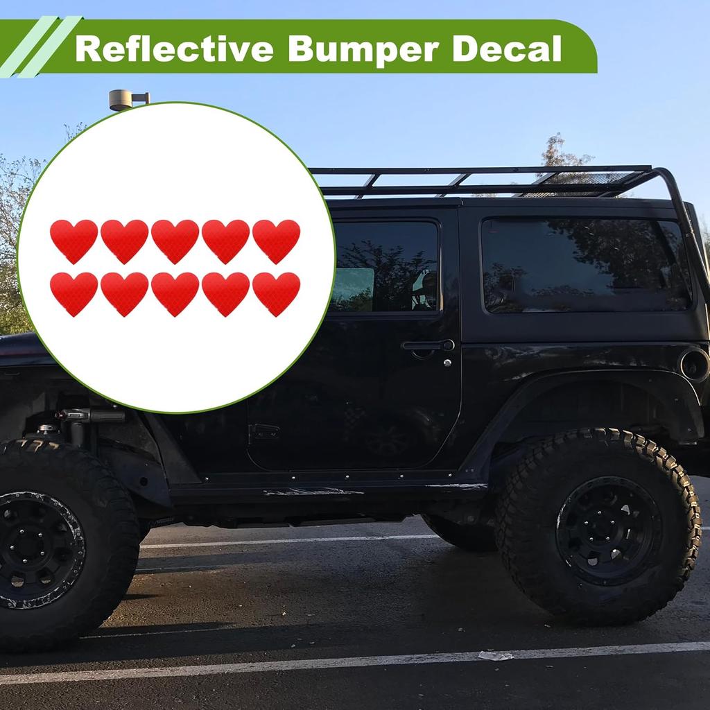 Reflective Bumper Decal Red Heart Rhombus Grid Reflective Car Sticker Personalized Decoration Vehicle Body or Door or Window