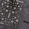 5D Love White English Letter Silver Jelly Nail Art Sticker Line Geometric Pattern Shape Romantic Delicate Manicure Decals