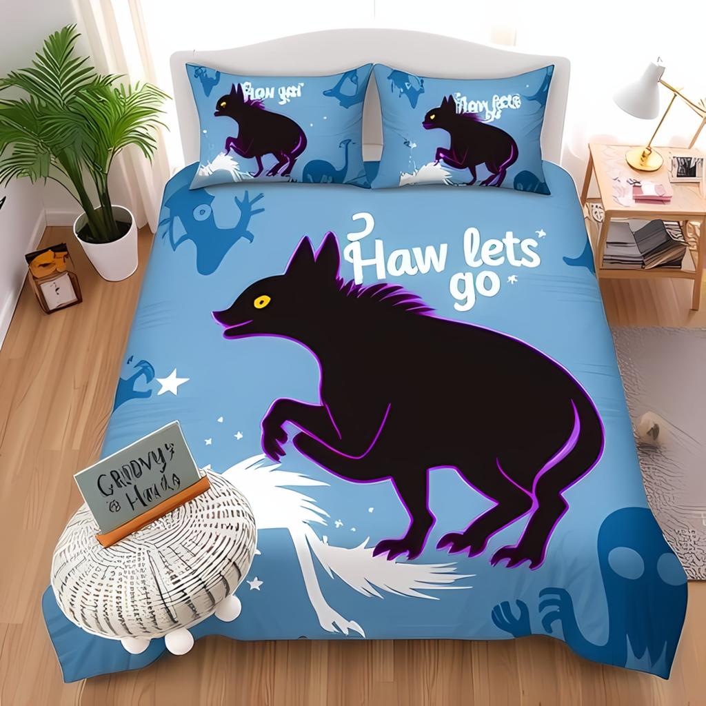 Comforter Bedclothes Wolf Printed Unique Design Home Decor Vintage Bedding Setqueen Size Warm Soft And Breathable