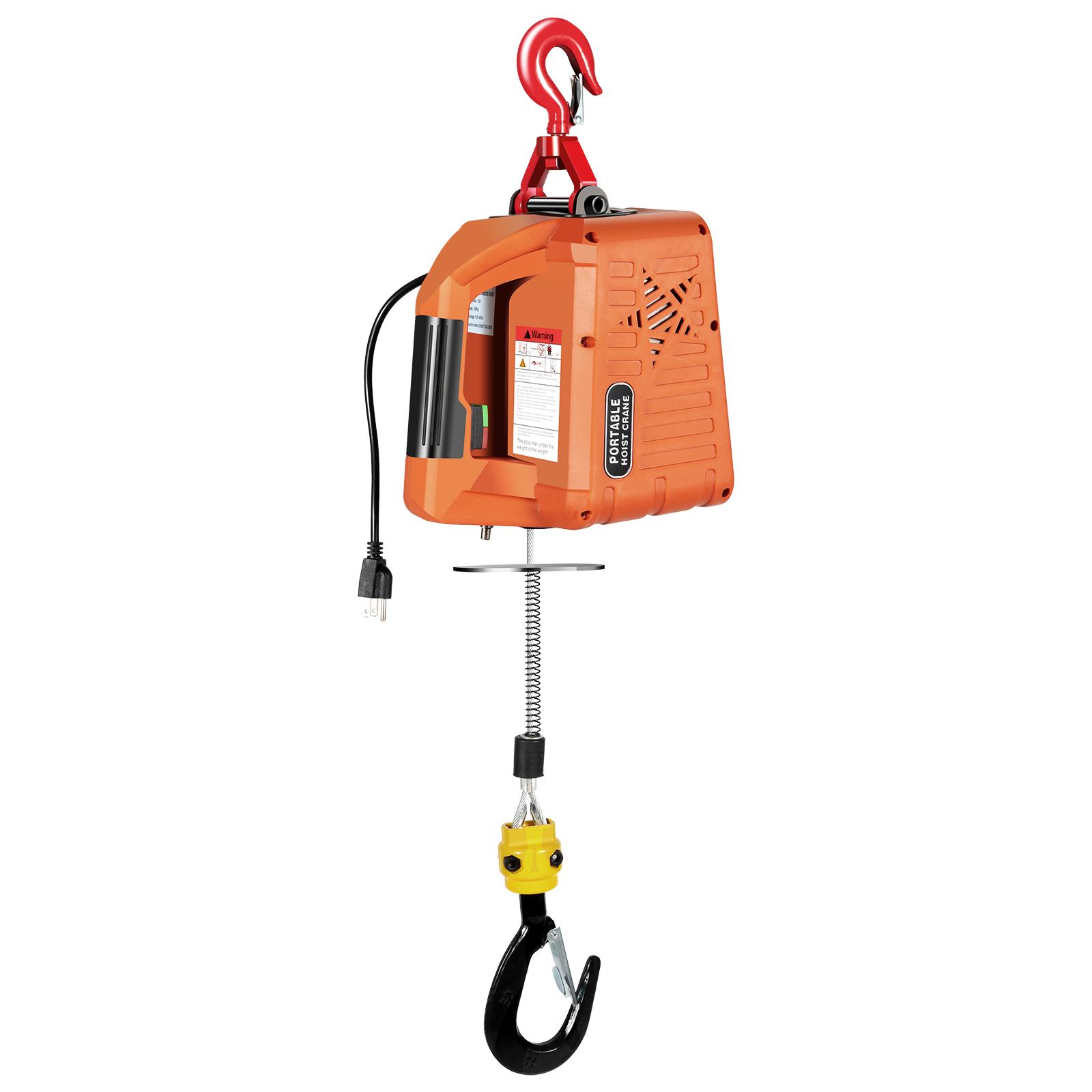 

1500W 1100LBS Electric Hoist Winch, 2-in-1 Remote+Manual Control, 16FT/MIN Lift for Garage Warehouse Construction Lifting помаранчевий