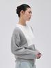 Kelidu White Block V-Neck Boucle Knit_ Gray