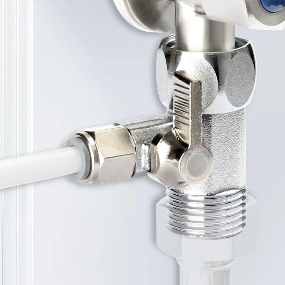 Brass Quick Insert Three Way Valve Alloy Angle Valve Adapter Water Outlet Adapter Water Purifier