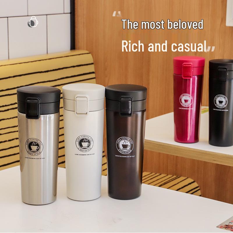 

Large Caliber Stainless Steel Thermos Cup - Portable Outdoor Sports Water and Coffee Mug, Creative Gift for Men and Women 500ml чёрный