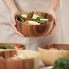 3Pcs/Set Salad Bowl Burr Free Easy to Clean Wooden Noodles Container with Spoon Fork Cutlery Daily Use