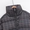 PBZA Womens Winter Thick Puffer Coat Loose Stand Collar Plaid Cotton Jacket