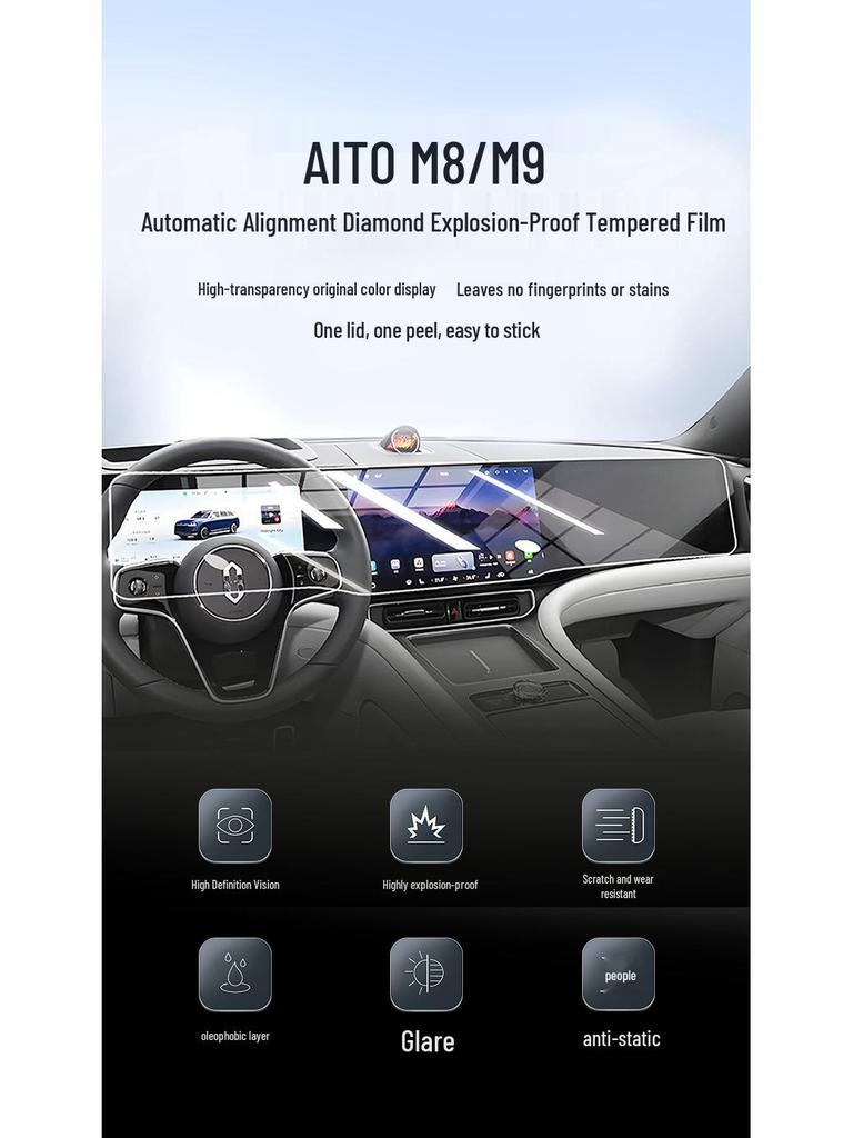 HD Frosted Tempered Glass Screen Protector for AITO M9/M8/Zunjie S800 (25 Models) Central Control Navigation
