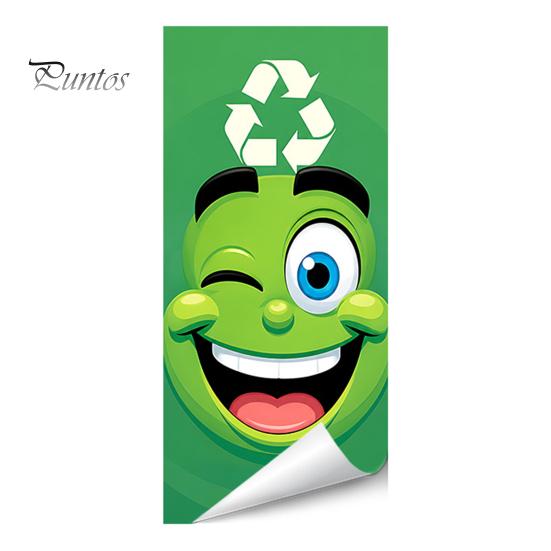 Cartoon Style Trash Can Accessories Funny Sticker, Cute Big Eye Expression Decorative Stickers for Community Corridors Adhesive Label, Waterproof PVC