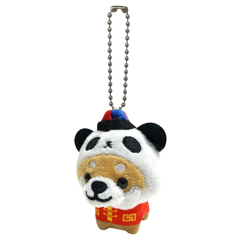 

[LamPlanning] Traveling Mameshiba key ring mascot ball chain back charm cute Fluffy dog Shiba Inu Mameshiba Healing (China clothes panda version)