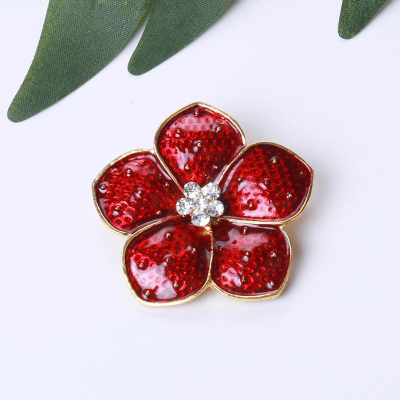 Vintage Red Poppy Brooch For Women With Crystal Embellishments For Fashion Accessory