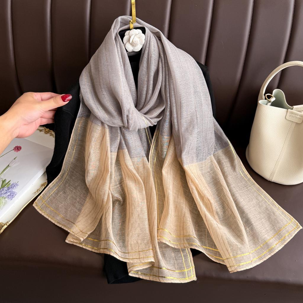 Brand Women Silk Scarf Female Stripe Foulard Femme Pashmina Shawls And Wrap Big Size Scaves Beach Towel Bandana Muslim Hijab