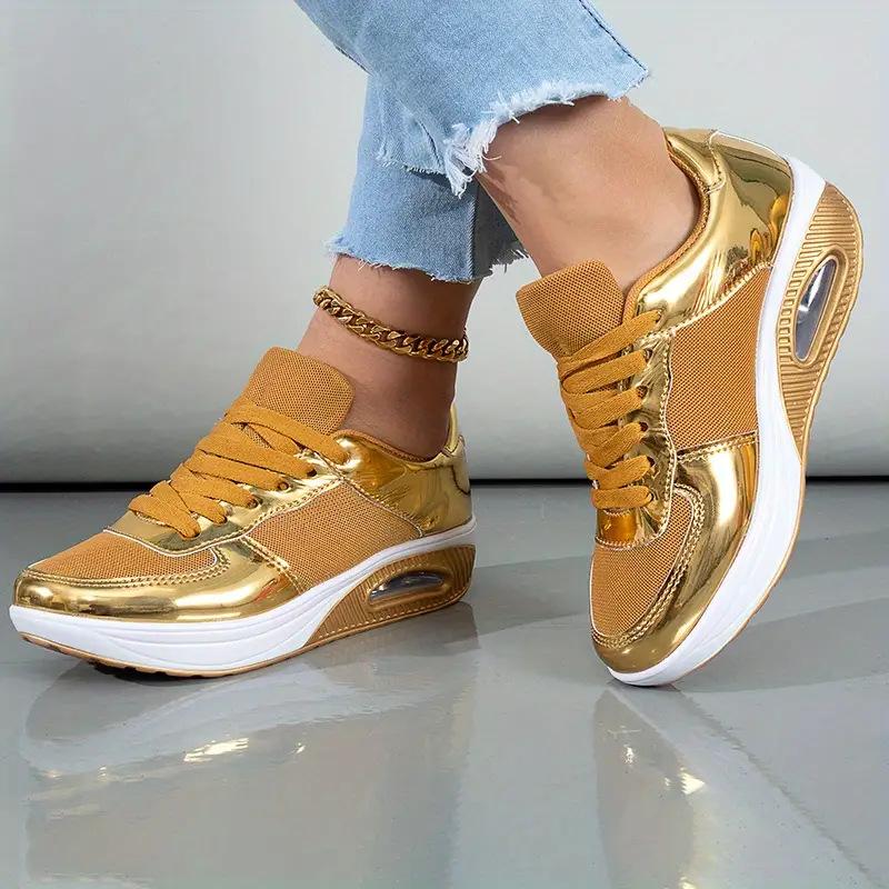 European and American Women's Shoes 2024 Autumn New Luxury Sequin Casual Wear-resistant Women's Sports Shoes Zapatillas Mujer