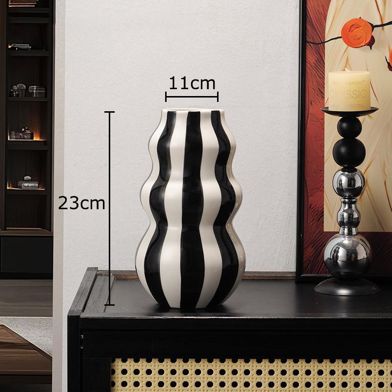 Colorful Stripes Creative Ceramic Vase Plant Pots Table Decoration Ornaments Flower Arrangement Floral Vase Room Aesthetic Decor