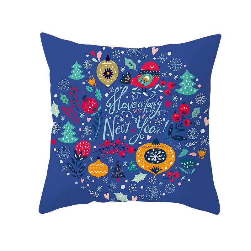 Peach Skin Christmas Print Pillow Case Cartoon Animal Home Sofa Cushion Cover Bedside Bedroom Pillow