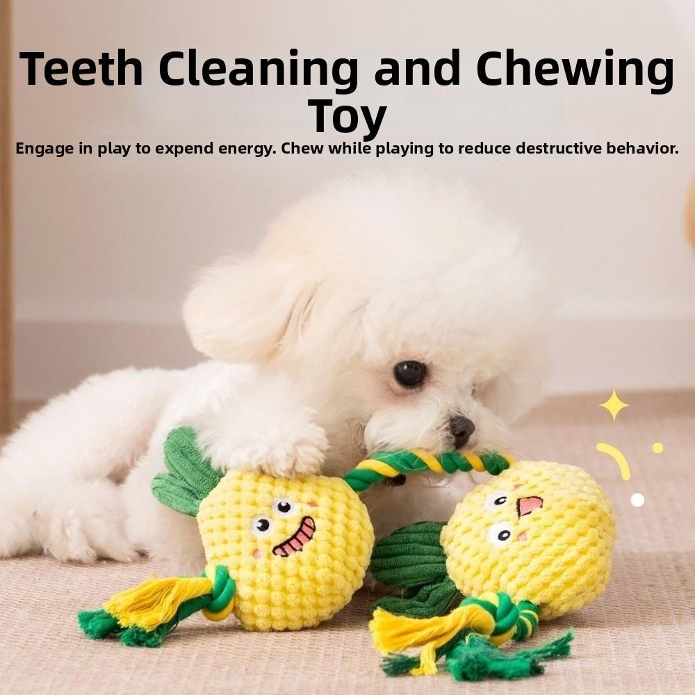 Bite-resistant Dog Plush Toy Knot Training Builtin Squeaker Dog Dental Cleaning Toy Chew Sound Making Dog Sound Squeaky Toy