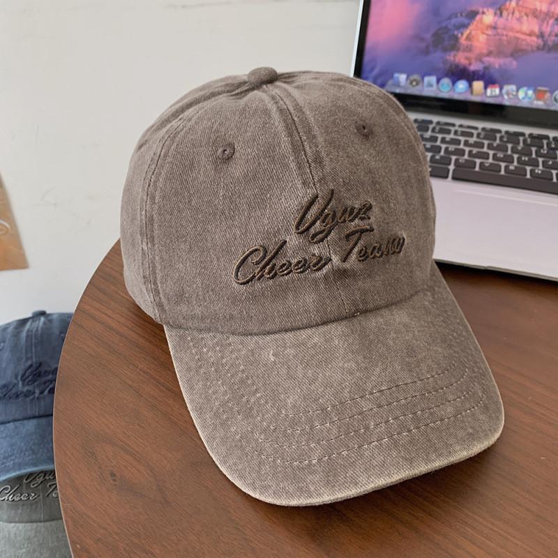 Casual Embroidered Denim Baseball Cap With Wide Brim For Summer Sun Protection