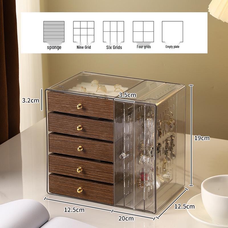 קופסת תכשיטים מעץ אגוז משובח עם הגנה מפני חמצון לטבעות, צמידים, שרשראות ועגילים