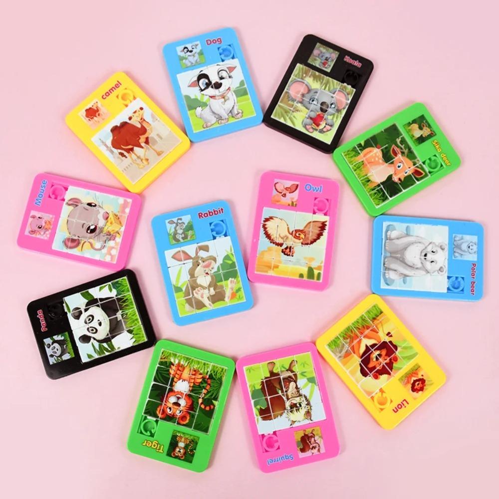 12/24PCS Puzzle Moving Sliding Early Education Animal Children's Jigsaw Puzzle Toy School Kindergarten Gift Gifts for Kids Games
