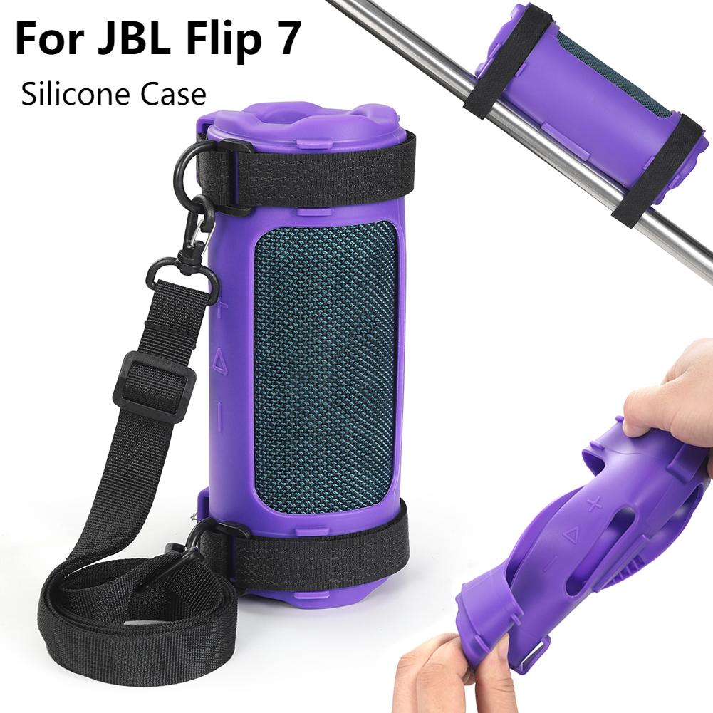 Silicone Sling Speaker Case Cover for JBL Flip 7 Portable Soft Protective Case for JBL Flip7 Wireless Bluetooth Speaker Sleeve