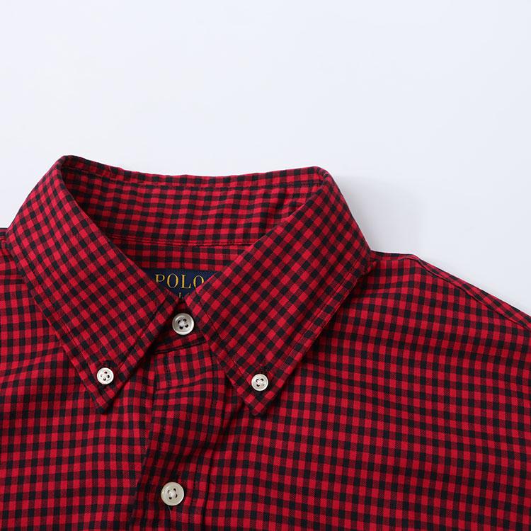 Polo Ralph Lauren Plaid Print Polo Collar Single-Breasted Casual Long Sleeve Shirt Men shirts Red 710881854-001