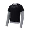 Magic Bear Vintage American Style Long Sleeve T-Shirt Mock Two-Piece Slim Fit Crew Neck Top Teens