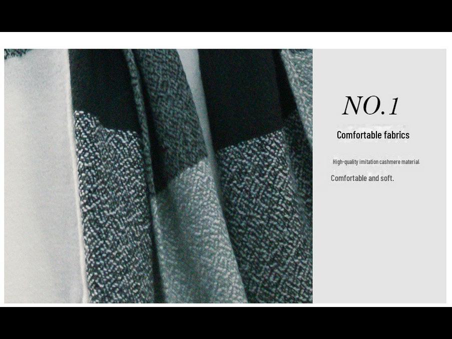 Kockovaný zimný šál pre ženy – strapcový šál v kórejskom štýle z imitácie kašmíru