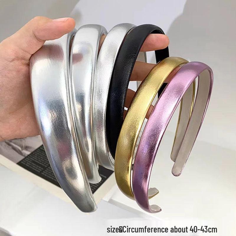 Korean Glossy Metal Headband for Women - Shiny Retro Fashion Hair Clip, Sweet and Cool Style Hair Accessory