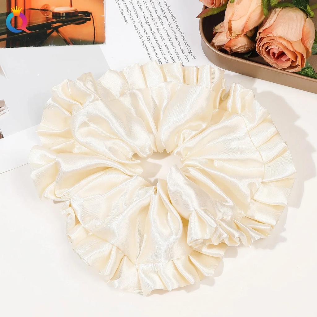 Ins Oversized Satin Scrunchies French Romantic Elastic Hair Bands Ponytail Holder Hair Rope Ties Women Girls Hair Accessories