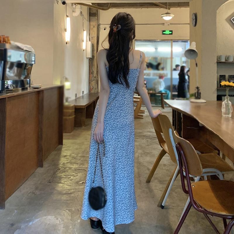 Women's Floral Sleeveless Long Dress Seaside Vacation Style Sweet Dress