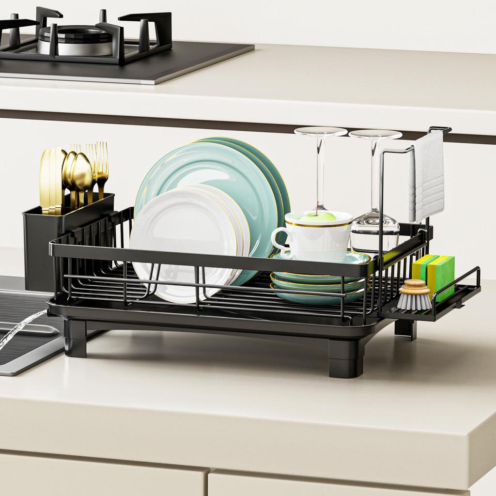 Cross-Border Draining Dish Rack: Kitchen Countertop Bowl & Dish Storage with Cutlery & Chopstick Box