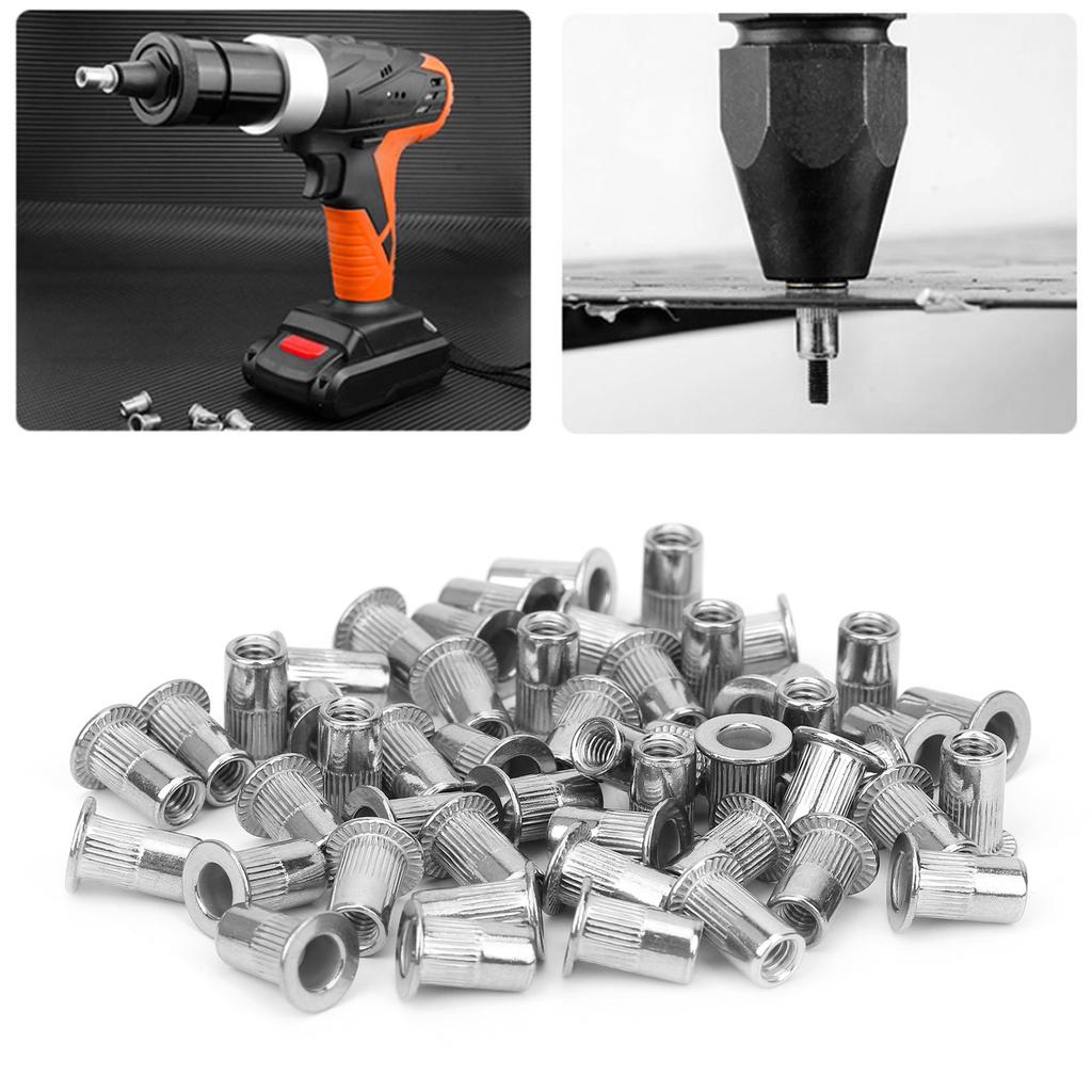 50Pcs Stainless Steel Rivet Nut Ribbing M4 Fastener Hardware Industrial Supplies