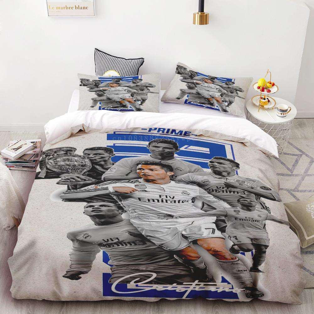 

Комплект пододеяльника Ronaldo Idol Футбольная звезда 3D принт Мягкий чехол для одеяла для подростков Детей Мальчиков Девочек Мягкое постельное покрывало на молнии 140x200cm 3pcs красный