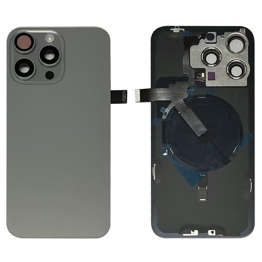 Für iPhone 15 Pro Max Akkufachabdeckung+Kameraobjektivabdeckung+Halterung+Kabel für kabellosen Ladeanschluss