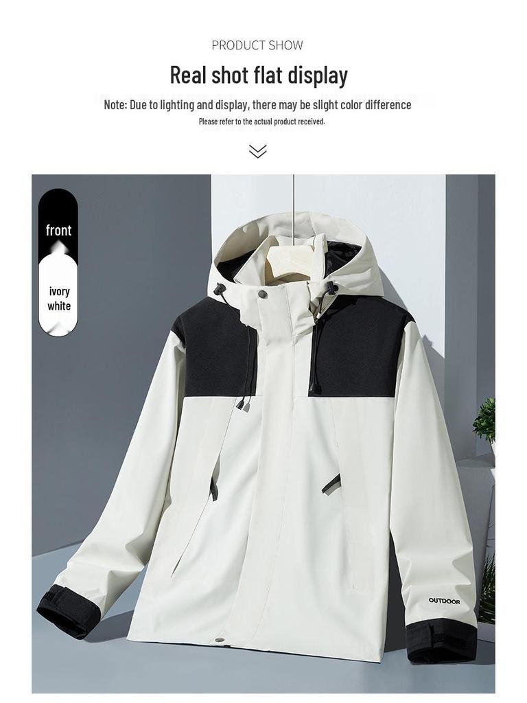 Autumn/Winter Outdoor Windproof Jacket: Women's Single Layer & Men's Three-in-One Set with Detachable Liner