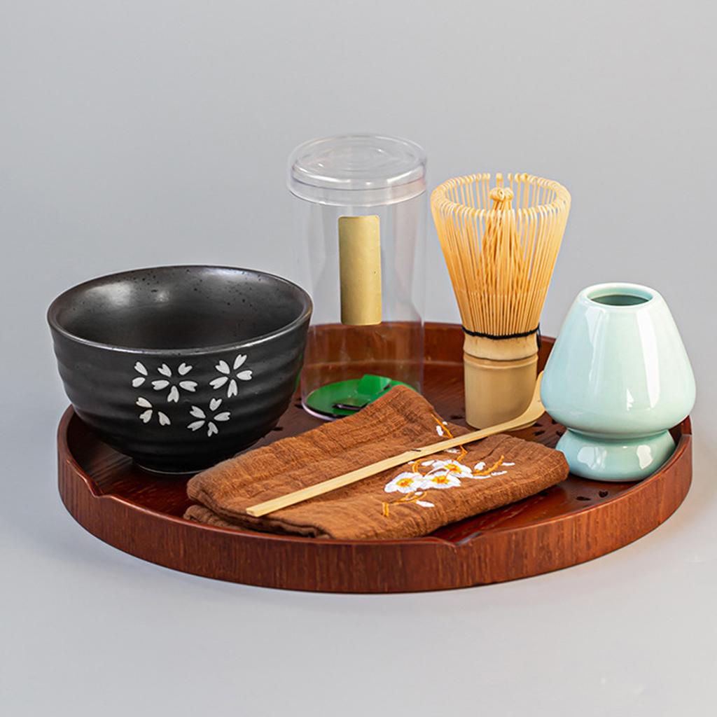 Bamboo Matcha Tea Set Exquisite Bamboo Matcha Scoop Stirring Whisk and Wrapped Edge Mat Set for