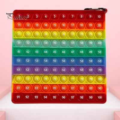1/3 Stück Popping Bubble Rainbow Hundertertafel Kinder Zahl 100 Zählen Sensorisches Spielzeug Stressabbau Quadratische Silikon Zahlentafel Kinder Lehrer Mathematik