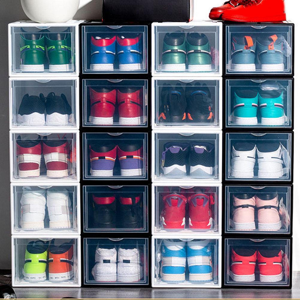 Plastic Shoe Box Transparent Storage Container For Shoes Socks Underwear Clothing Basketball Shoes Cabinet Organizer Home Desk