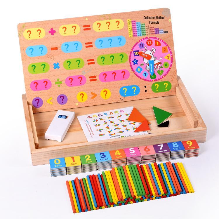 Educational Wooden Building Blocks & Counting Sticks for Early Learning and Kindergarten