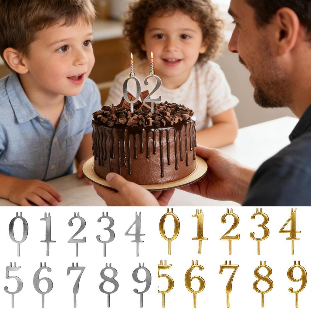 0-9 Number Steady Birthday Cake Topper Decorations Birthday Cake Candle Holder Metal Number Candle Holders For Birthday Wedding