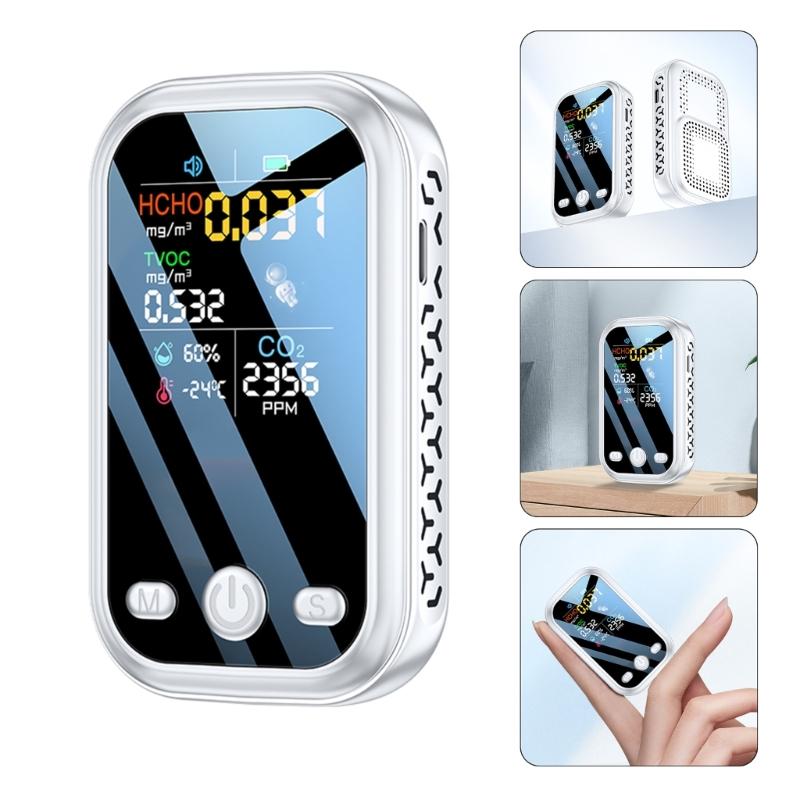 Portable Air Quality Monitors with CO2 Temperature & Humidity Detection Small Indoor Air Quality Test for Homes Office