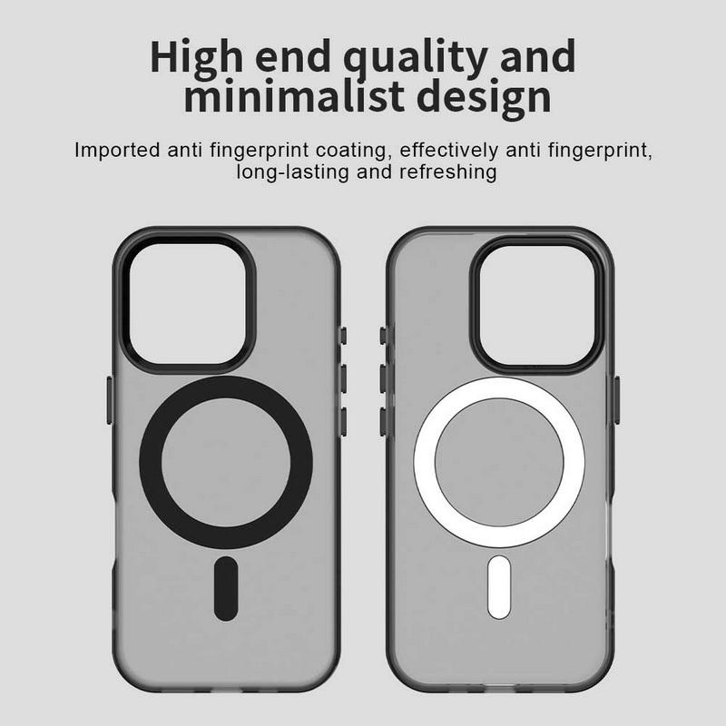 Plain Color Magnetic Matte Hard PC Back Cover For iPhone 16 Pro Max 15 Pro 14 13 12 11 TPU Soft Edge Shockproof for MagSafe Wireless Charge Phone Case