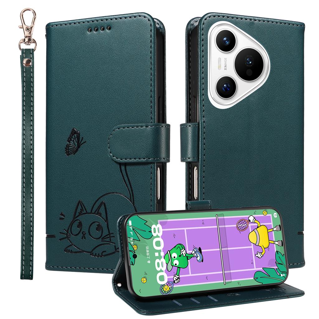 Magnetic Wallet Flip Leather Case for Huawei Honor 7A 7S 8 8A 8S 9 10 20 50 X8 4G 5G Lite Pro | Cat Butterfly & Embossed Design